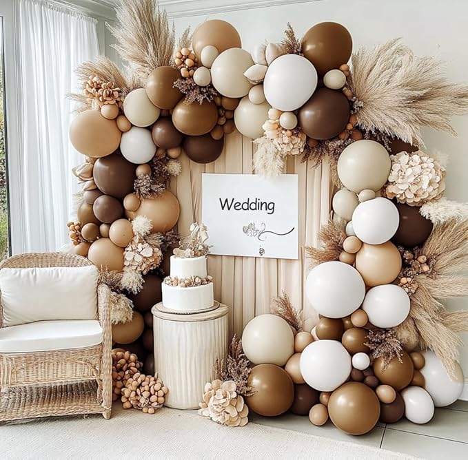 Brown Nude Balloon Arch Kit Double Stuffed Neutral Blush White Sand Balloon Garland Latex Coffee Tan Cream Balloons for Baby Shower Birthday Boho Woodland Wild Bridal Bear Wedding Party Decor