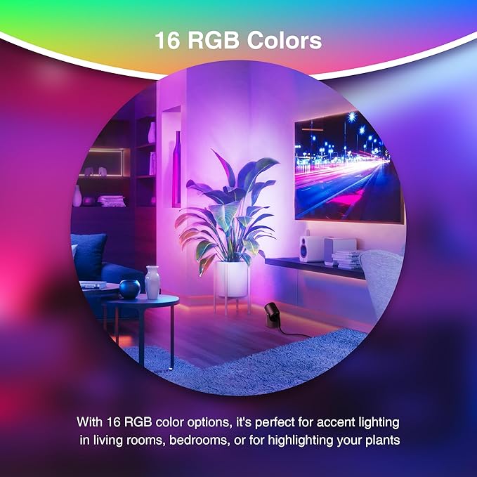 URTOM 6W RGBW Up Lights Indoor Christmas Spotlight Indoor LED Color Changing Uplighting Indoor with Remote 120V Spot Lights Indoor Plug in Floor Spotlight Indoor for Plant Picture Party, 4 Pack