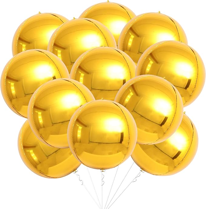 KatchOn, Large Gold Balloons - 22 Inch, Pack of 12 | Gold Foil Balloons for Golden Birthday Party Decorations, Engagement Party Decorations | Mylar Balloons for Anniversary Decor, Wedding