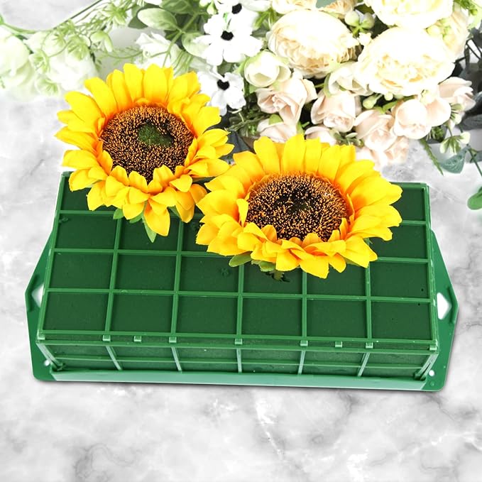 Vevitts 6 Pack Floral Foam Cage Flower Holder with Floral Foam for Fresh Flower Arrangement and Wedding Holiday Decorations, Rectangle 11.8 x 4.3 x 3.1 inches