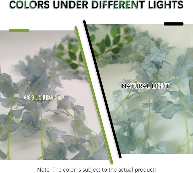 12 Pack Grey Wisteria Hanging Flowers Garland, 3.77 Feet Artificial Flower Vines, Fake Wisteria, Artificial Vines Hanging Garland for Backdrop Outdoor Yard Garden Decor