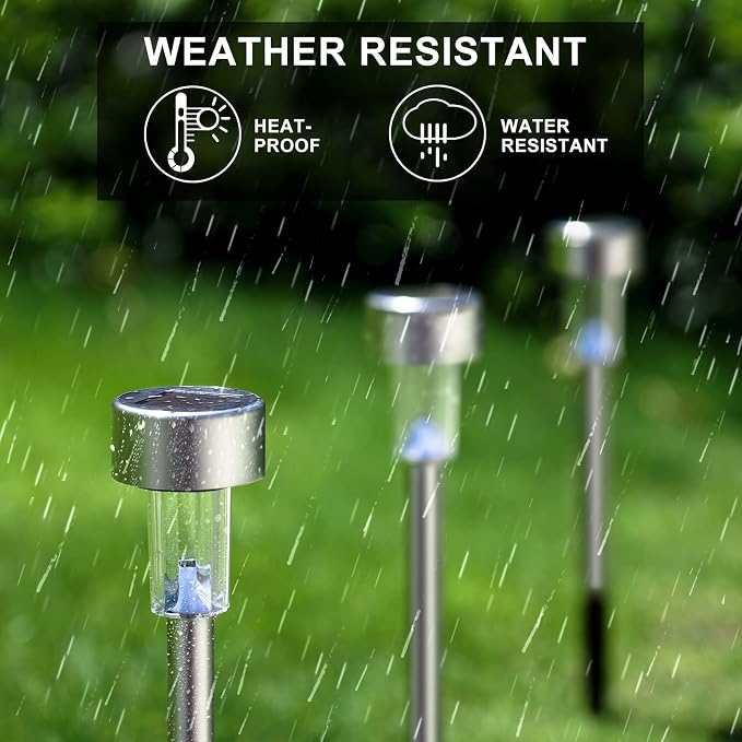 Dream Master Solar Lights Outdoor Waterproof, Stainless Steel LED Landscape Lighting, Solar Garden Lights, Outdoor Decorations for Yard, Pathway, Walkway, Patio, Lawn - 16 Pack (Warm White)