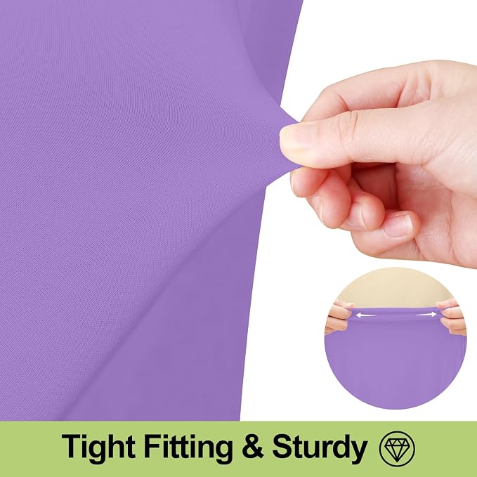 Smiry Spandex Tablecloth, Elastic Fitted Stretch Tablecloth for 6FT Rectangle Tables, Waterproof Washable Table Cover Skirt for Outdoor, Wedding, Banquet & Parties (Lavender, 72Lx30Wx30H Inch)