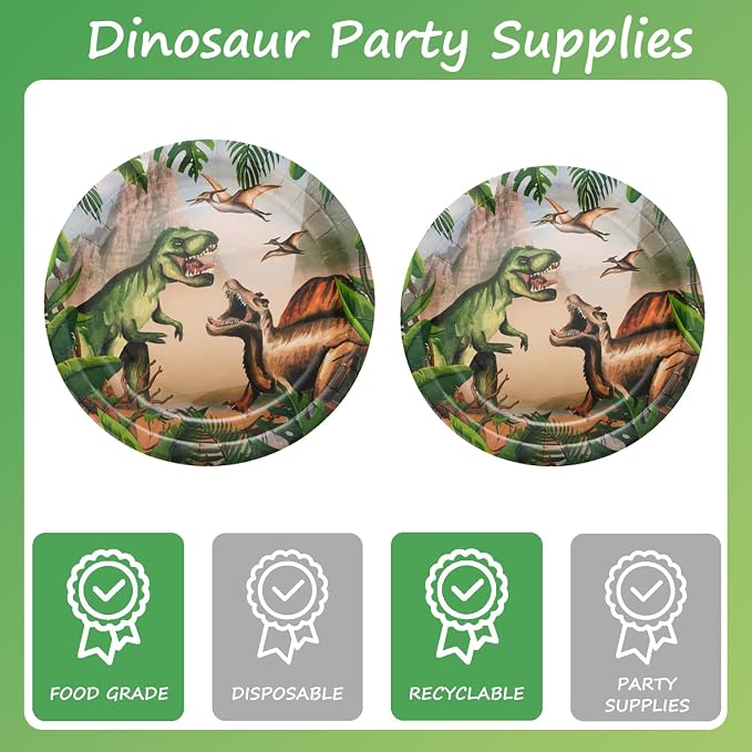 Dinosaur Birthday Decorations for Kids, Party Supplies 397 PCS, Serves 20 | Dinosaur Theme, Includes Balloons, Tablecloth, Cake Topper, Paper Plates