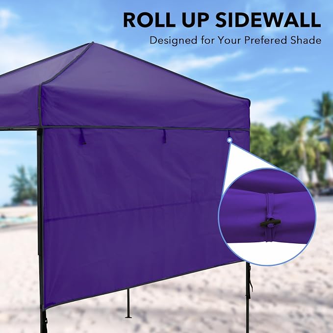 6x4 Pop Up Canopy Tent with Half Wall Panel, Instant Portable Beach Canopy, Outdoor Tent with Carry Bag for Camping, Sports, Tailgating, Events, Purple