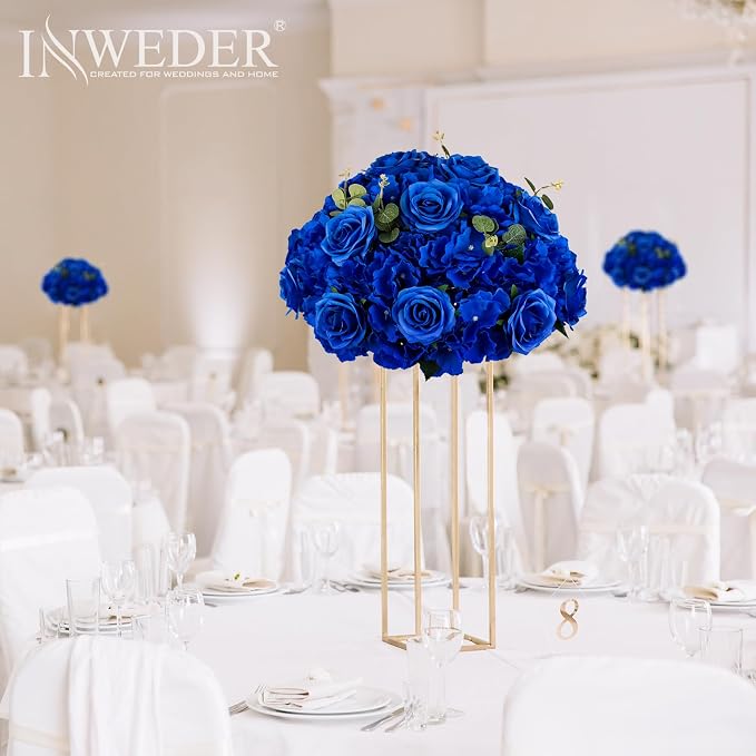 Blue Flowers Balls for Centerpieces: 10 PCS 15.7" Diam Flower Centerpieces for Tables in Wedding Reception Decorations Arrangement for Party Celebration Planners