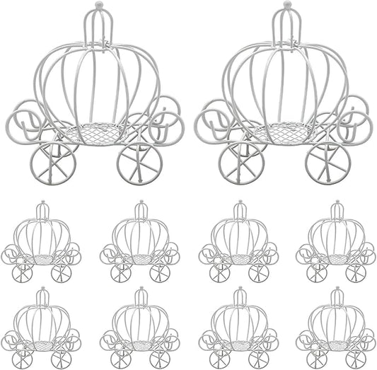 Saihisday Pumpkin Carriage Candy Box Metal Cinderella Carriage Candy Box Pumpkin Cart Centerpiece for Valentine's Day Wedding Birthdays Anniversar Halloween Parties 4.9 X 3.1 X 4.7 Inches (8, white)