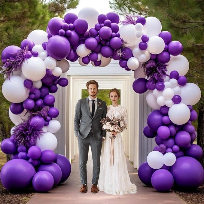 Dark Purple Balloons-Double Stuffed Lavender Balloon Garland Different Sizes Latex Deep Purple Balloon Arch Kit for Birthday Baby Shower Anniversary Wedding Party Decorations
