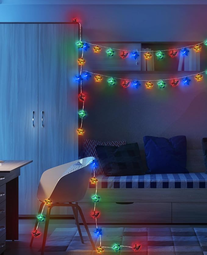 AceList Iridescent Decor 10Ft Star String Lights 20 LED USB/Battery Operated String Lights Indoor/Outdoor, Holographic Decor for Christmas Birthday Party Tent Outer Space