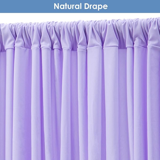 10x10ft Wrinkle Free Lavender Backdrop Curtain for Parties Soft Fabric Drapes Wedding Curtain Backdrop for Birthday Party Decorations Background for Photography 5x10ft,2 Panels