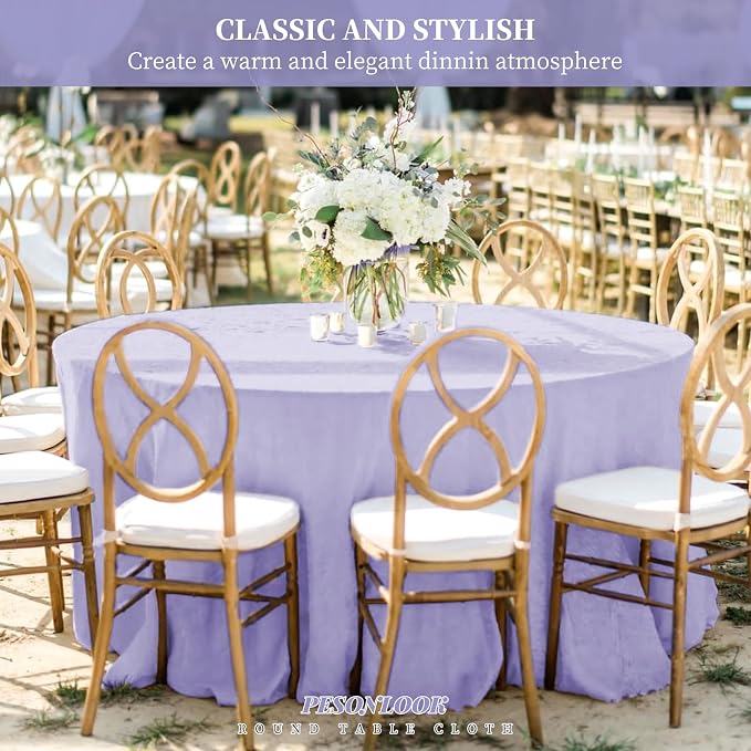 Pesonlook 12 Pack Lavender Round Tablecloth-120 Inch Lavender Table Cloth Polyester Round Table Cover Washable Fabric Table Cover for Wedding/Party/Banquet/Dining/Buffet Table(Lavender/120 Inch)