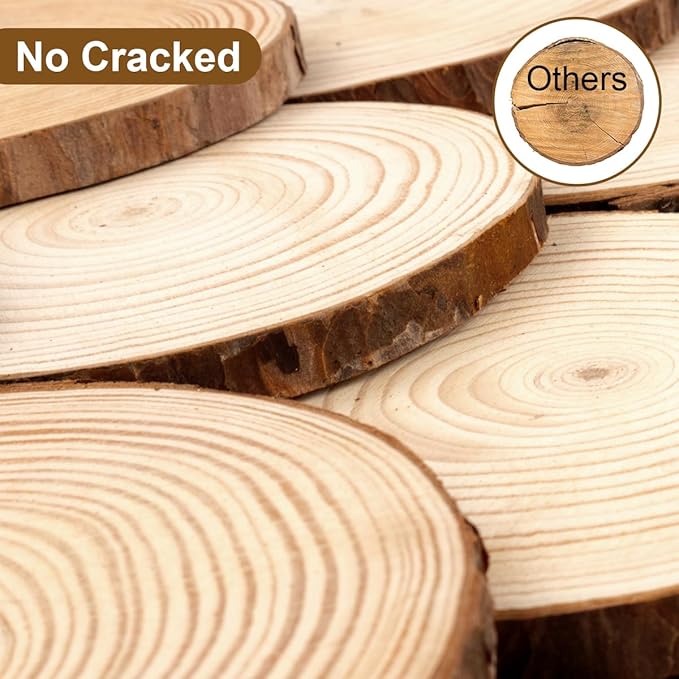 Philorn Wooden Circles for Centerpieces 6Pcs 6.3-7 inch Wood Slices Tree Stump Decor with Bark, Wooden Rounds Unfinished Wood Base Wood Slabs for Centerpieces Wedding Decor, DIY Painting Crafts