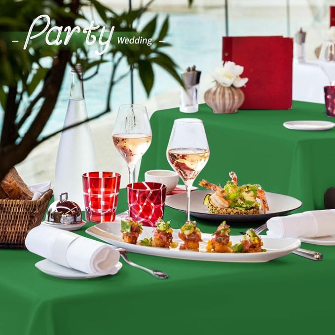 10 Pack Green Tablecloth 60 x 126 Inch Green Table Cloth for 8 Foot Rectangle Tables Washable Polyester Fabric Table Cloth Rectangle for Parties Wedding Banquet
