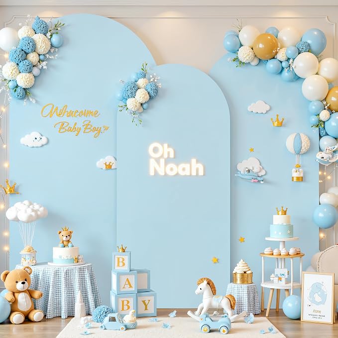 Wedding Arch Backdrop Cover Set of 3, Blue and Dark Blue Double Color Arch Stand Cover, 6FT, 5FT, 4FT Spandex Fitted Arch Cover for Wedding Baby Shower Party Banquet Photography Background Decoration