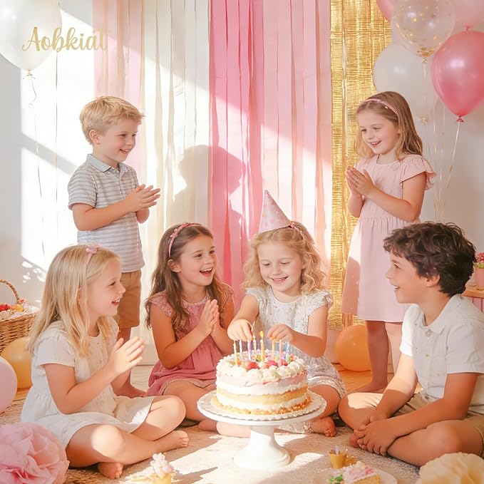 AOBKIAT Pink Gold Party Decorations Kit - 27PCS wirh Pom Poms & Lantern & Fans & Swirls & Garland & Crepe Paper Streamers for Birthday,Wedding,Baby Shower,Bachelorette,Princess Party