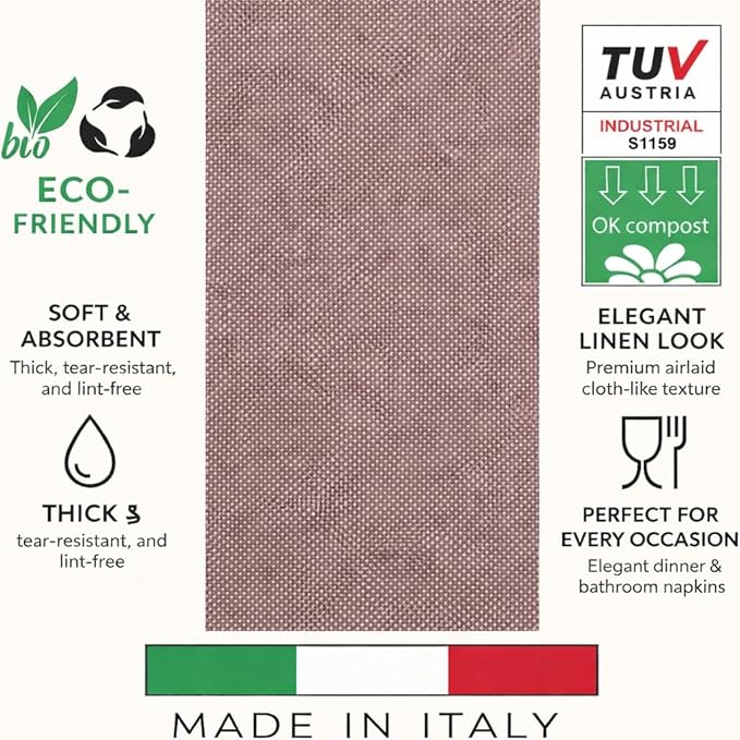 Made in Italy Linen-Feel Disposable Guest Towels - Premium Airlaid Cloth-Like Bathroom Napkins, Soft & Absorbent Luxury Hand Towels, Elegant Dinner Napkins for Parties