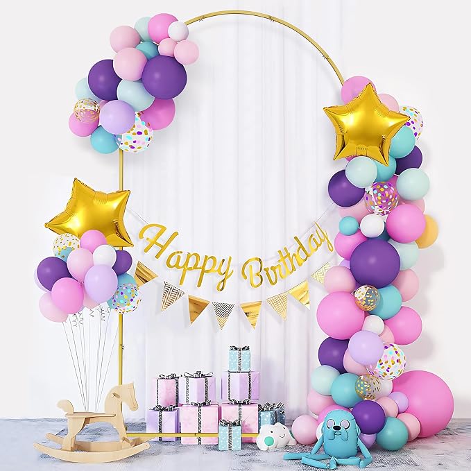 ATR ART TO REAL 7.2 FT Wedding Arch Backdrop Stand Metal Wedding Arches for Ceremony, Gold Balloon Arch Stand for Wedding Birthday Party Photo Booth Background Baby Shower Decoration