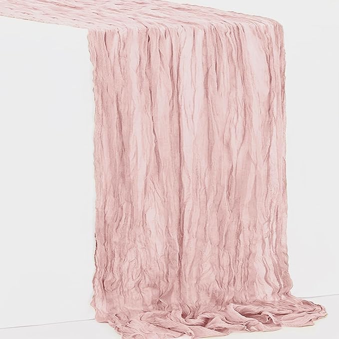 6 Pack Blush Pink Cheesecloth Table Runner 35x120 Inch 10Ft Rustic Gauze Cheese Cloth Table Runner Sheer Cheesecloth Table Runners for Wedding Party Bridal Shower Decoration