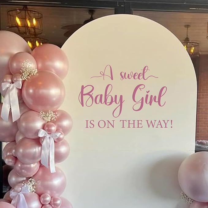 Sweet Baby Girl Sign Decal for Baby Shower Decorations | A Sweet Baby Girl is On The Way Gender Reveal Sign Sticker, Baby Shower Party Decal Sign for Party, Balloon Arch, Backdrop