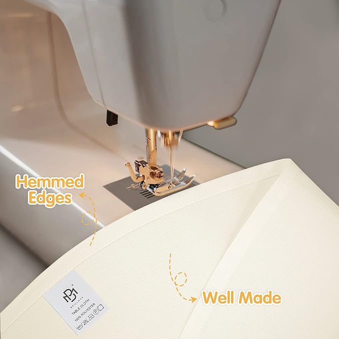 BRILLMAX 8 Pack Ivory Round Tablecloths 90 Inch for 60” Tables - 150 GSM Polyester Fabric, 15" Standard Drop, Water, Stain & Wrinkle Resistant Cloth Cover for Wedding Reception Banquet Dining