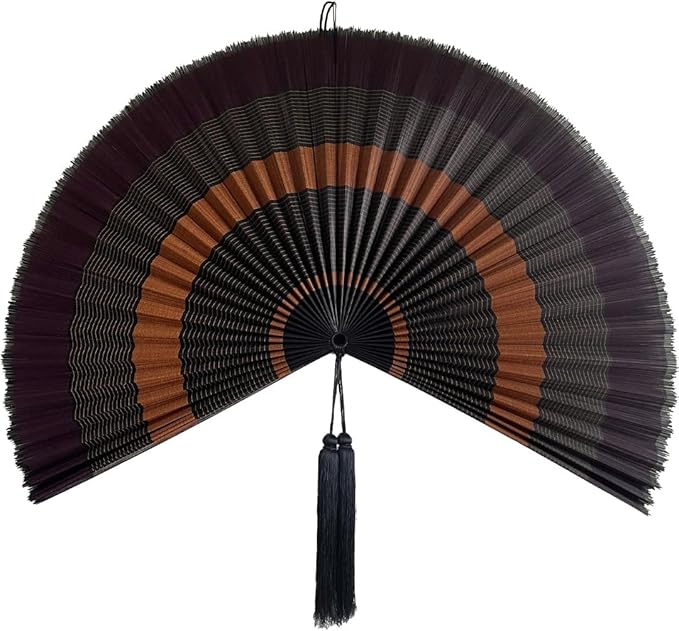 ChumDecor Fan Wall Decor,Japanese Wall Fan Decor,Large Bamboo Fan Wall Art for Boho Hanging Headboard,Decorative Folding Fan for Over Bed Decorations,Large Wall Dcor (Ebony, 48inch)