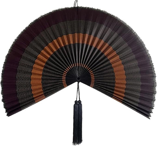 ChumDecor Fan Wall Decor,Japanese Wall Fan Decor,Large Bamboo Fan Wall Art for Boho Hanging Headboard,Decorative Folding Fan for Over Bed Decorations,Large Wall Dcor (Ebony, 60inch)