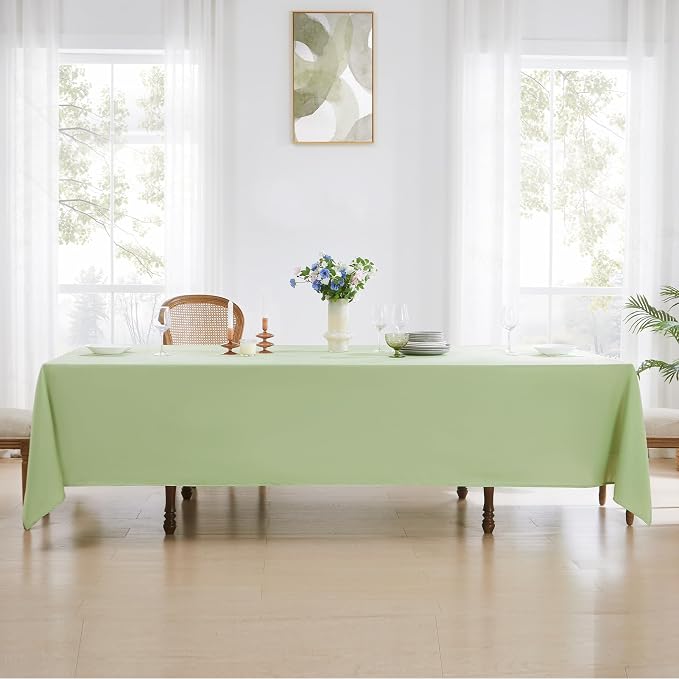 Rectangle Tablecloths 90x132 Inch 10 Pack Sage Green Tablecloth for 6ft Washable Decorative Linen Polyester Table Cloths for 8ft Dining Table Banquets Buffet Parties and Wedding