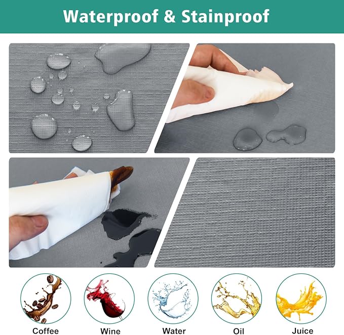 LUSHVIDA 6 Packs Vinyl Tablecloths with Flannel Backing for 6ft Rectangle Folding Table Cloths - Waterproof Plastic Picnic Table Covers with Elastic Corners, 30x72 inch, Light Gray