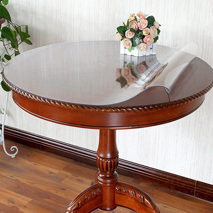 LovePads Round Clear Table Protector, 1.5mm Thick 30 Inch Plastic Table Cover, Waterproof Vinyl Tablecloth Round Protective Tabletop Pad for Kitchen Countertop Coffee Desk, Heavy Duty & Easy to Clean