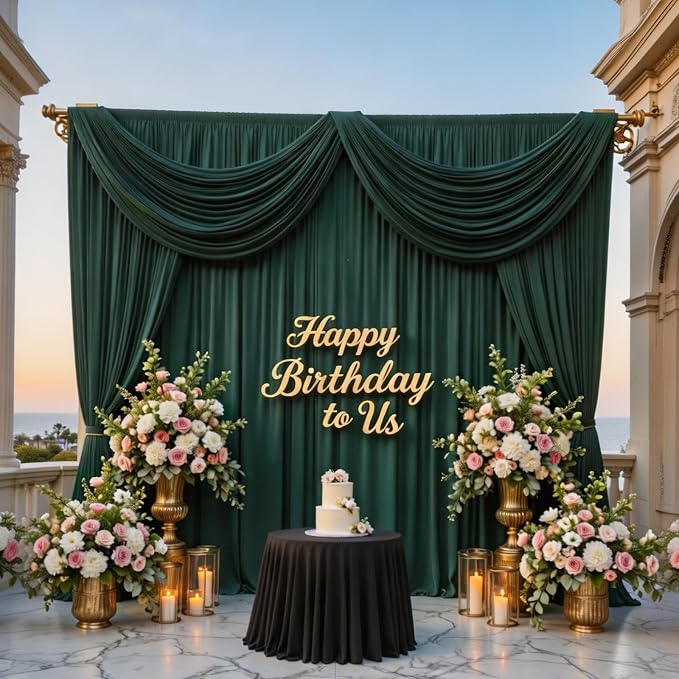20FT x 10F Blackish Green Backdrop Curtain for Parties, Polyester Curtain Backdrop with Rod Pockets,Photography Photo Booth Backdrop for Wedding,Film Sets,Formal Occasions, Birthday Decoration