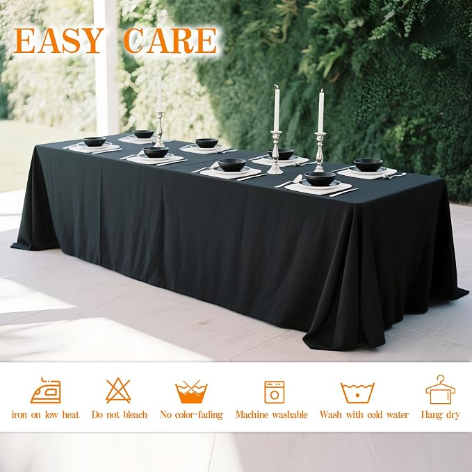 WIGENIUS 2 Pack Black Table Cloth Rectangle Tablecloths 70X120 Inch,Polyester Table Cloth for 8 Foot Rectangle Tables,Wrinkle Resistant Washable Fabric Table Covers for Party,Wedding Banquet