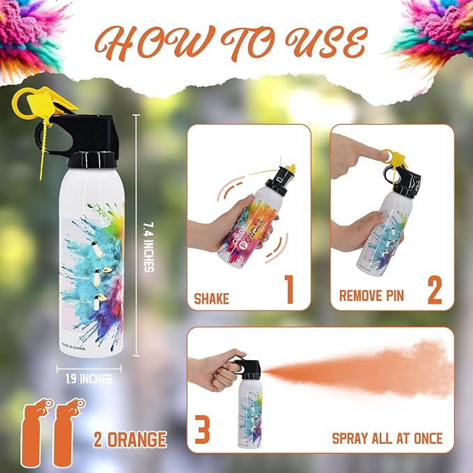 Gender Reveal Extinguisher Orange Color Powder Fire Extinguisher 2 Pack Fire Extinguisher with Orange Powder Color Party for Fun Runs,Color Wars,Baby Reveal Birthday Wedding Party