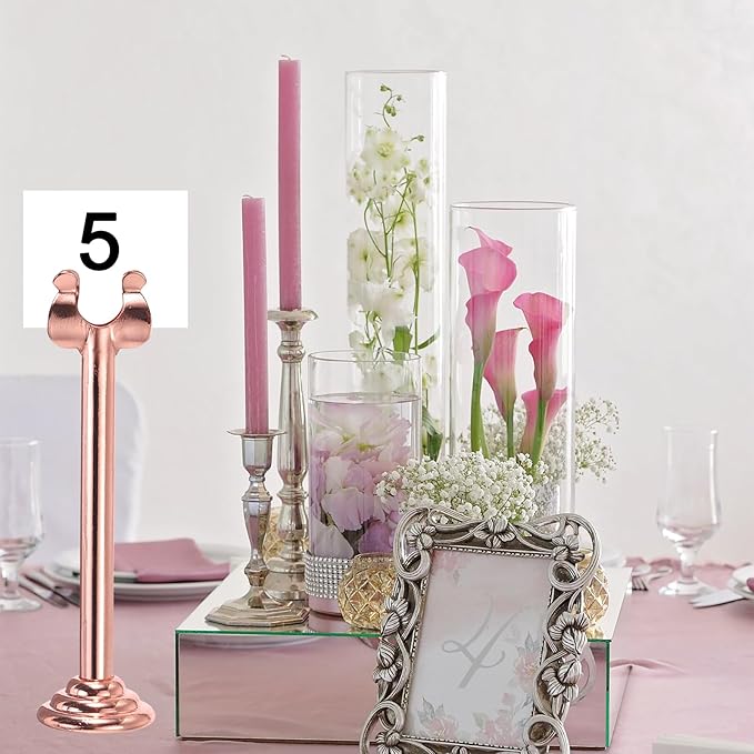 MECCANIXITY 12Pcs Table Number Holder 3.9 Inch Place Card Holder Picture Holders Silver Table Sign Holders for Wedding Anniversary Birthday Party