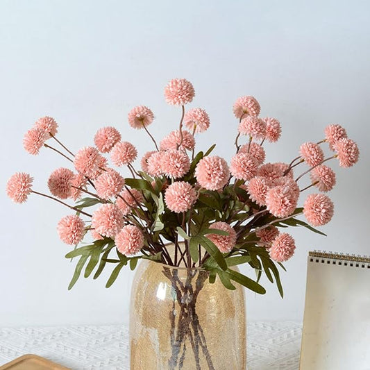 10pcs Faux Pink Kiku Flowers, 5 Heads Each Stem & 4 Branches Eucalyptus Stems, Artificial Small Mini Chrysanthemum Flowers for Aesthetic Room Decor, Floral Arrangements Centerpiece