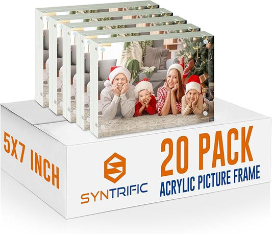 SYNTRIFIC 20 PACK Magnetic Picture Frame,5X7 Acrylic Frame Double Sided Picture Frame,20mm Thickness Magnetic Premium Acrylic Picture Frames Gifts Ideal