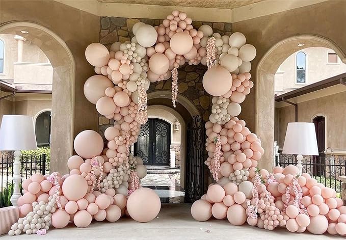 Pastel Orange Double Stuffed Balloons Different Size 115Pcs 5/10/12/18" Peach Blush Balloons Arch Garland kit for Birthday Baby Shower Bridal Shower Wedding Gender Reveal Party