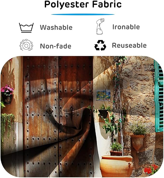 10x6.5ft Fabric Italy Street Backdrop Tuscany Medieval Town Street Stone Wall Window Photography Background for Italian Theme Party Decorations Wedding Birthday Photo Booth Props