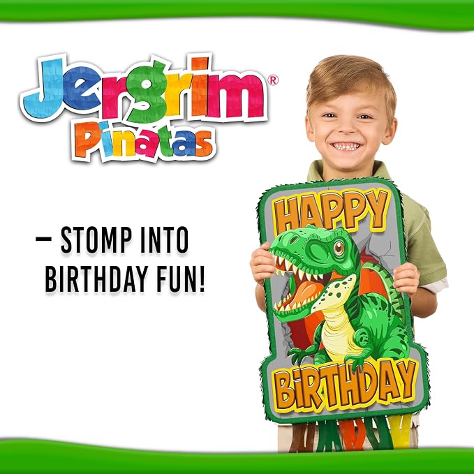 Jergrim Dinosaur Birthday Pinata, 4 Pc Set, T-Rex Jurassic Party Supply, Dino Parties Decor, Roar Pinatas, Birthday Games, Mexican Piñata De Dinosaurio Fits Pinata Stuffers And Dinosaurs Party Favor