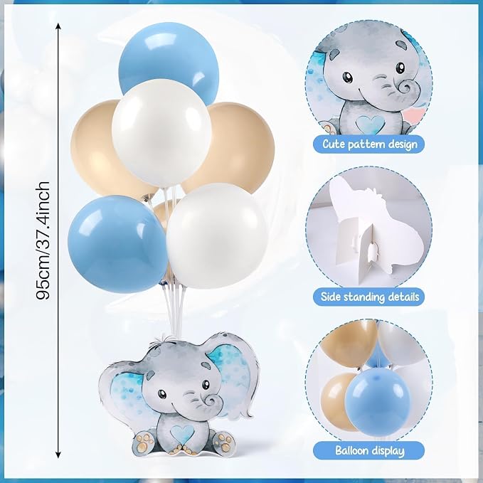 6 Sets Balloon Stand Kit for Table Elephant Baby Shower Tables Centerpiece with Balloon It's a Boy Baby Shower Decor for Elephant Theme Gender Reveal Birthday Party Decoration Supplies