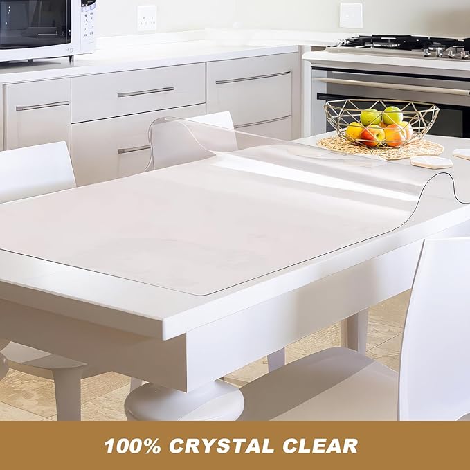 Vicwe 42x 60 Inch Clear Table Cover Protector,1.5 mm Thick Single-Sided Frosted Clear Desk Pad Mat, Rectangle Waterproof Table Top Protector, Scratch Proof and Easy Cleaning for Dining Room Table