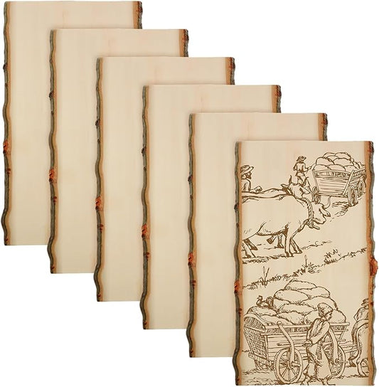 Briwooody 6 Pack Hollow Wood Plank Live Edge Woodslab Unfinished Wood Boards for Crafts Rustic Wooden Plaque for DIY Burning Home Decor Weddings (11 x 7-9 Inch)