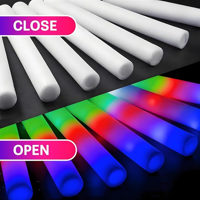 69pcs Foam Glow Sticks,Glow Sticks Bulk,3 Flashing Modes for Wedding Glow in The Dark Party Supplies, Light up Wand for Birthday,Outdoor Camping, Raves