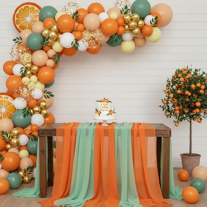 Boao 6 Pcs Cutie Baby Shower Party Decorations Table Runner Cloth 10ft Boho Sheer Rustic Fabric for Wedding Birthday Party Baby Bridal Shower Graduation Dawn Sunset Decor