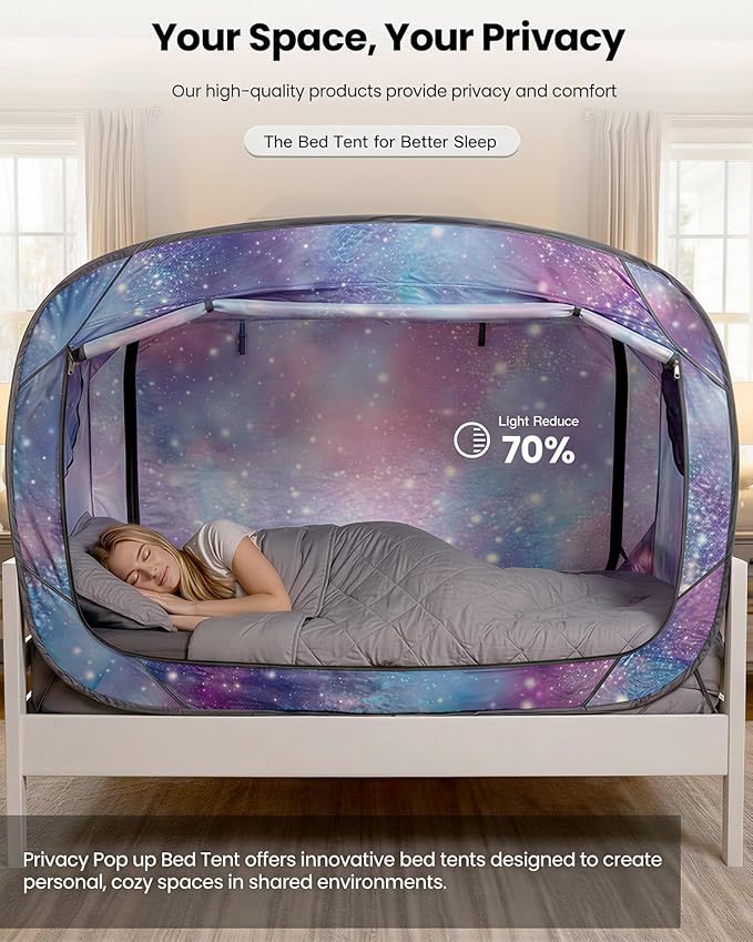 ANC POP Bed Tent Full Bed Canopy Portable Dream Tent for Adult Indoor Sleeping Tents with 2 Doors Breathable Private Space Tents, Unicorn