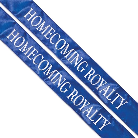 Anderson's Blue Satin Homecoming Royalty Sash Set, Elegant 3" x 72" Sashes with White Imprint for Homecoming Night Coronation and School Events, 2‑Piece Set
