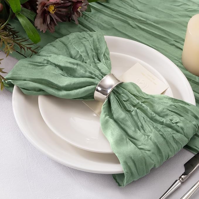 20 Pack Sage Cheesecloth Napkins Cloth Light Green Spring Summer Cloth Napkins Set of 20 Bulk 21x21 Inches for Wedding Baby Bridal Shower Birthday Dinner Party Home Table Decor