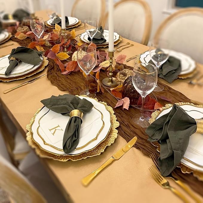 10 Pack Brown Cheesecloth Table Runner 17x108 Inch Semi Sheer Boho Rustic Gauze Cheese Cloth Table Runners for Wedding Party Birthday Baby Shower Home Décor