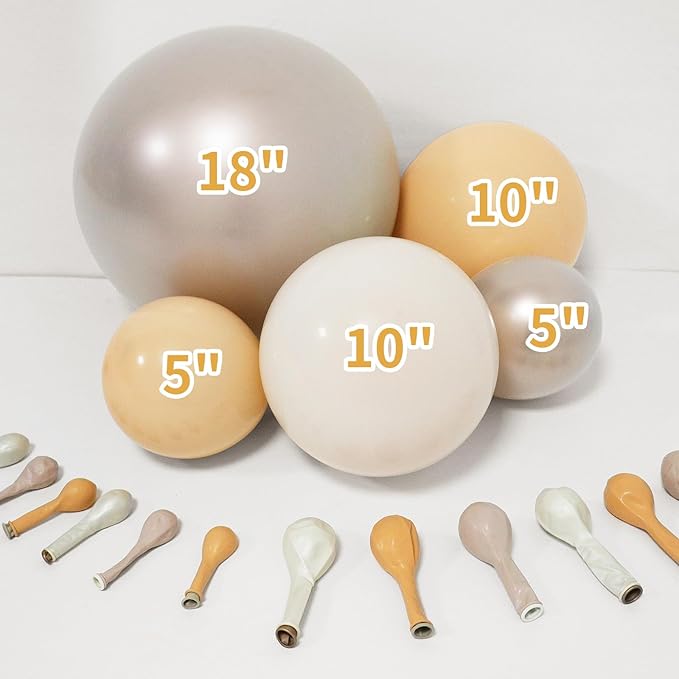 Neutral Balloon Garland Arch Kit - All Double Stuffed Balloons with Pearl Champagne Gold White Sand Nude Balloons for Boho Neutral Theme Wedding Engagement Baby Shower Birthday Party