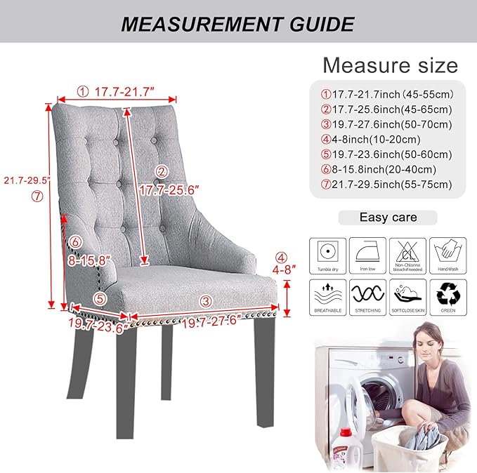 Lellen Stretch Wingback Chair Cover Slipcover - Reusable Wingback Side Chair Slipcover,Accent Chair Cover,Arm Protector Seat Cover,Wing Chair Cover for Dining Living Room Home（1PCS,Dark Grey）