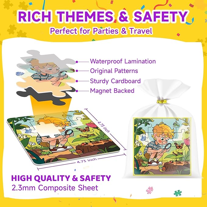 WAWIBEE12 Pack Easter Party Favors for Kids, Magnetic Puzzle Books Bulk for Toddlers 3-5 & Kids 4-8, Goodie Bag Stuffers, Classroom Prizes, Birthday Return Valentine’s Day Gifts, Travel